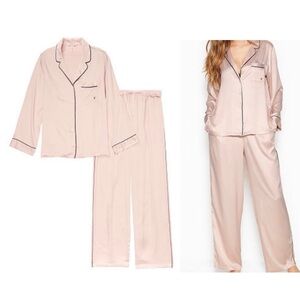 Victoria Secret iconic signature blush Satin Long Pajama Set
